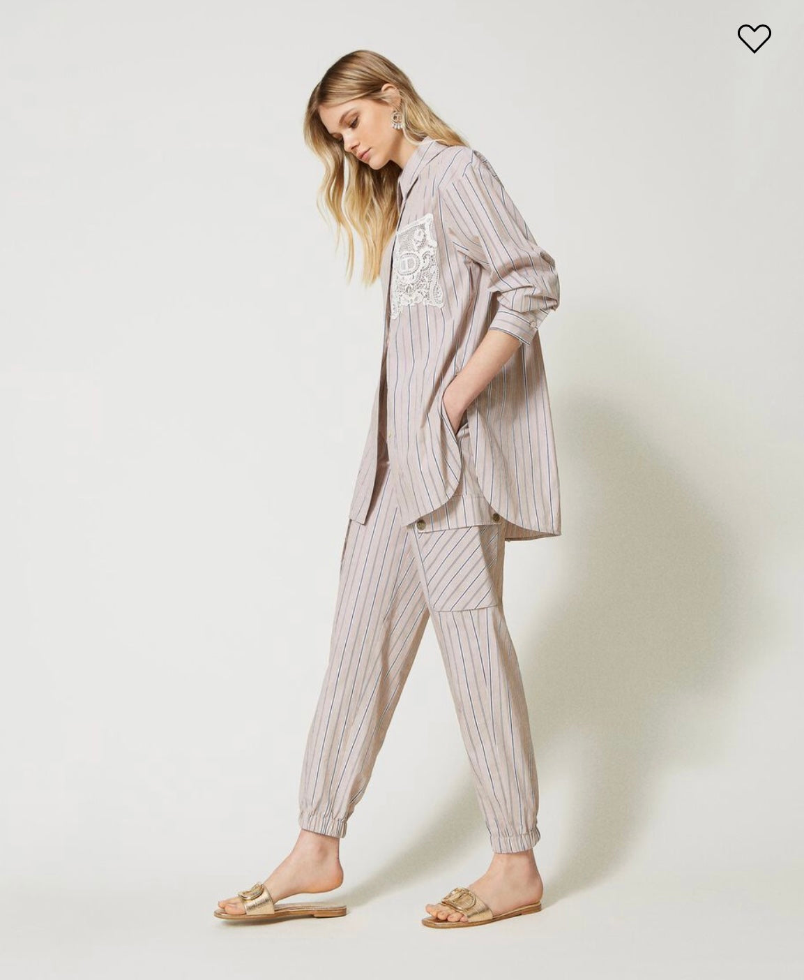 Pinstripe lace-pocket shirt