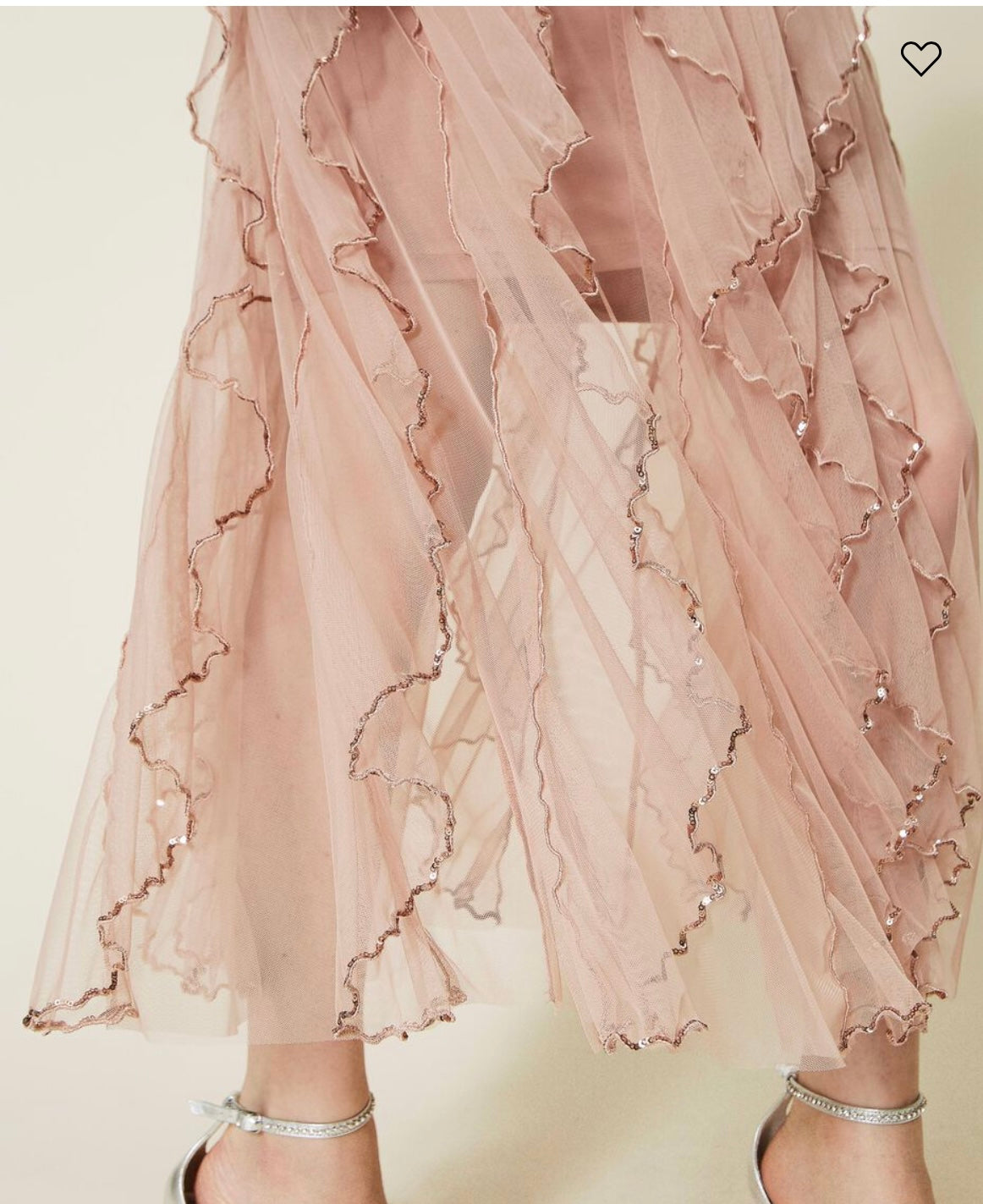 Long tulle skirt with ruffles