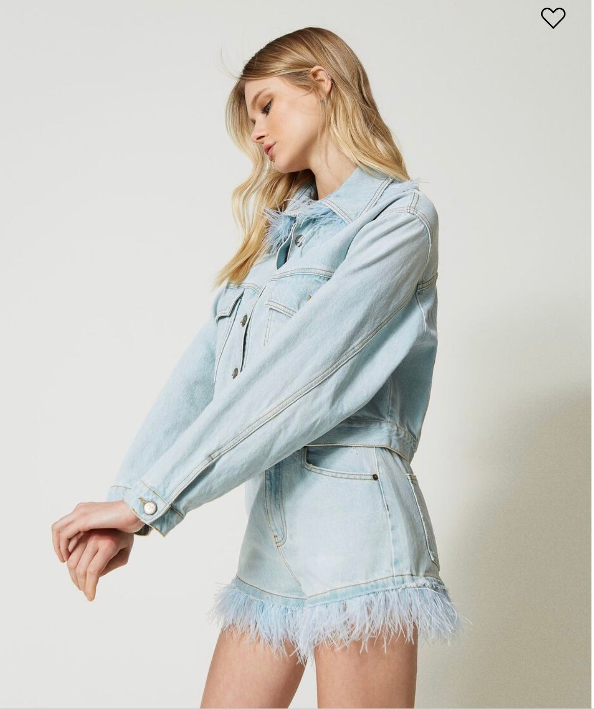Twin-Set Denim jacket with feathers