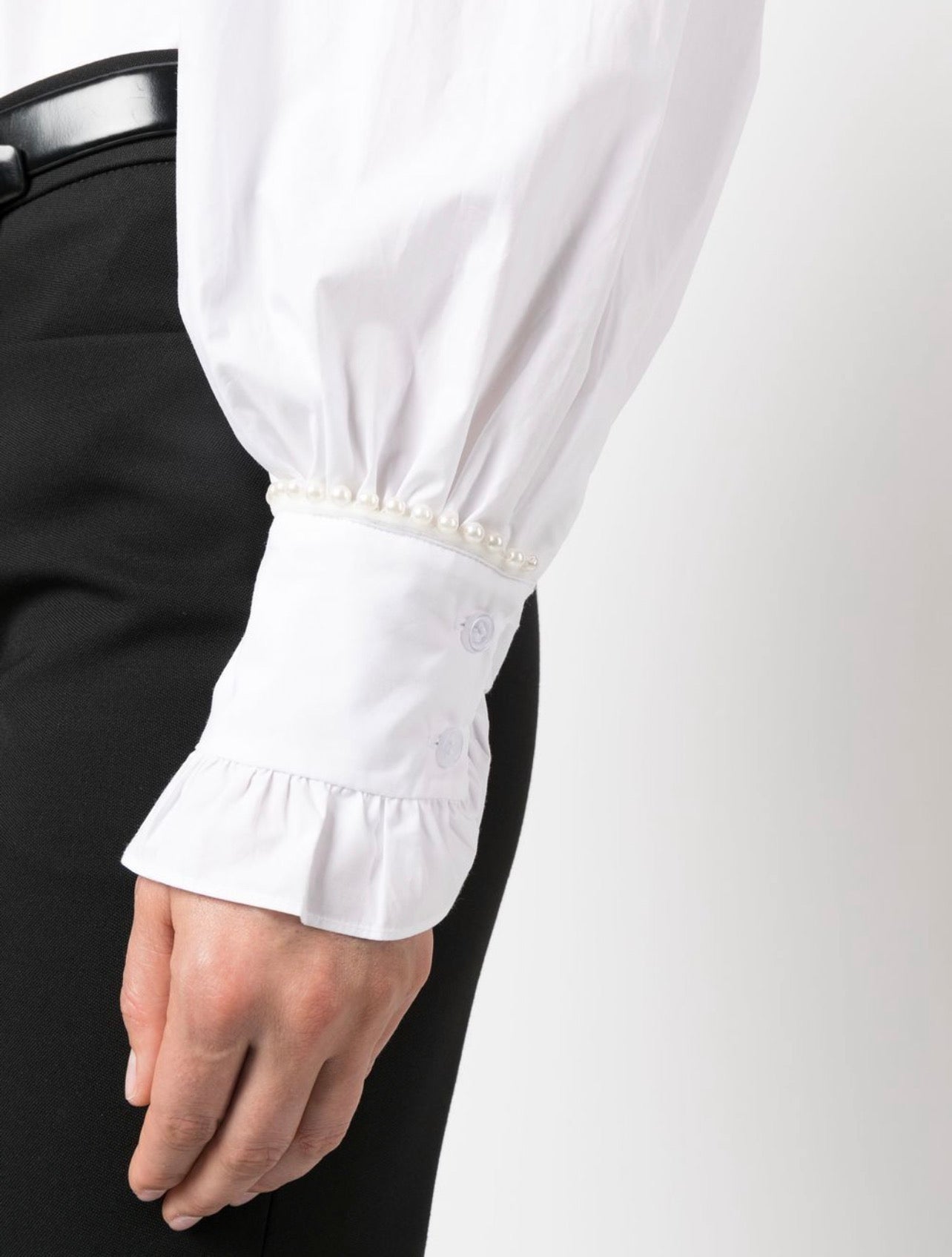 pearl-embellished cotton shirt