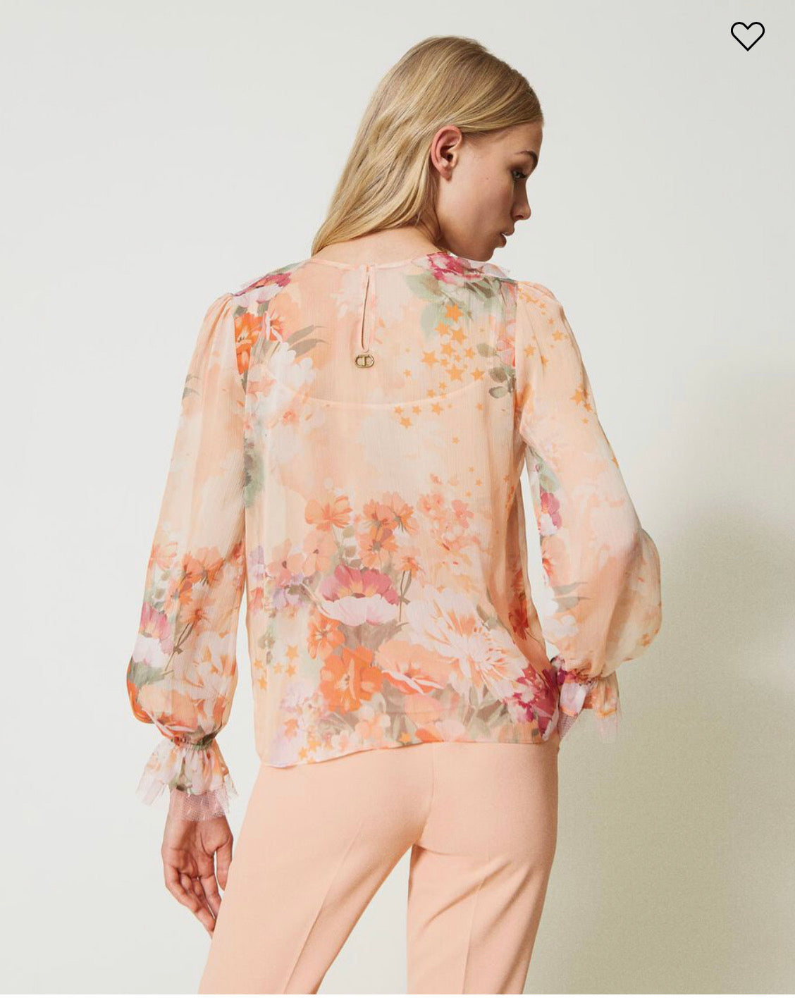 Ruffled floral and star-print blouse