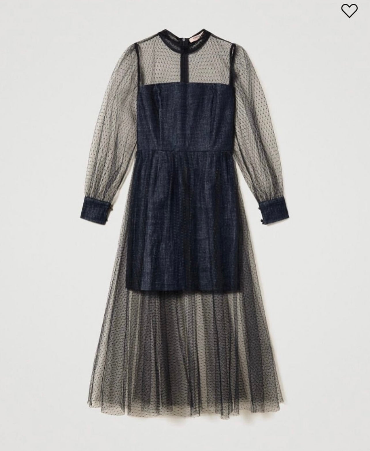 Long tulle and denim dress