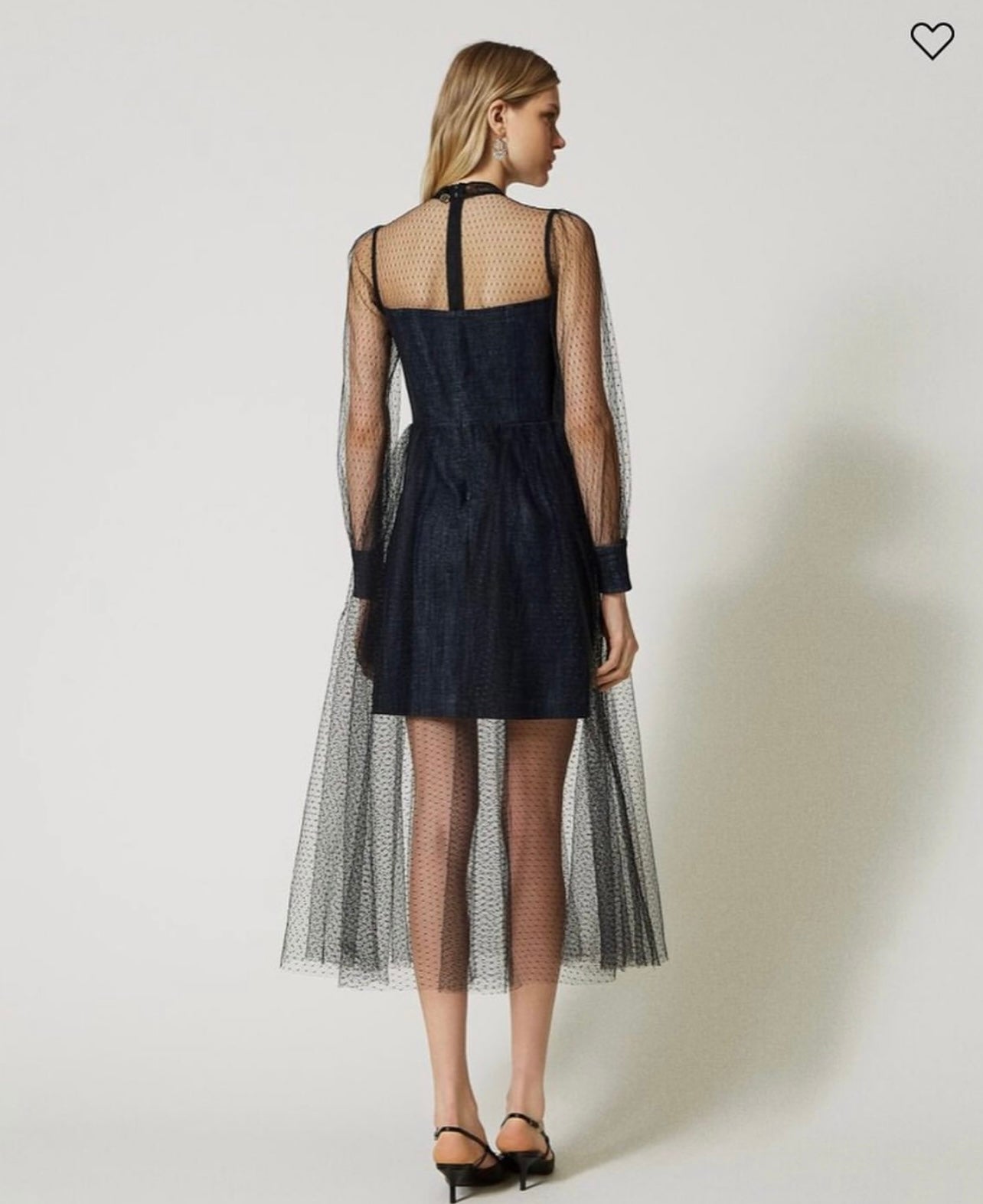 Long tulle and denim dress
