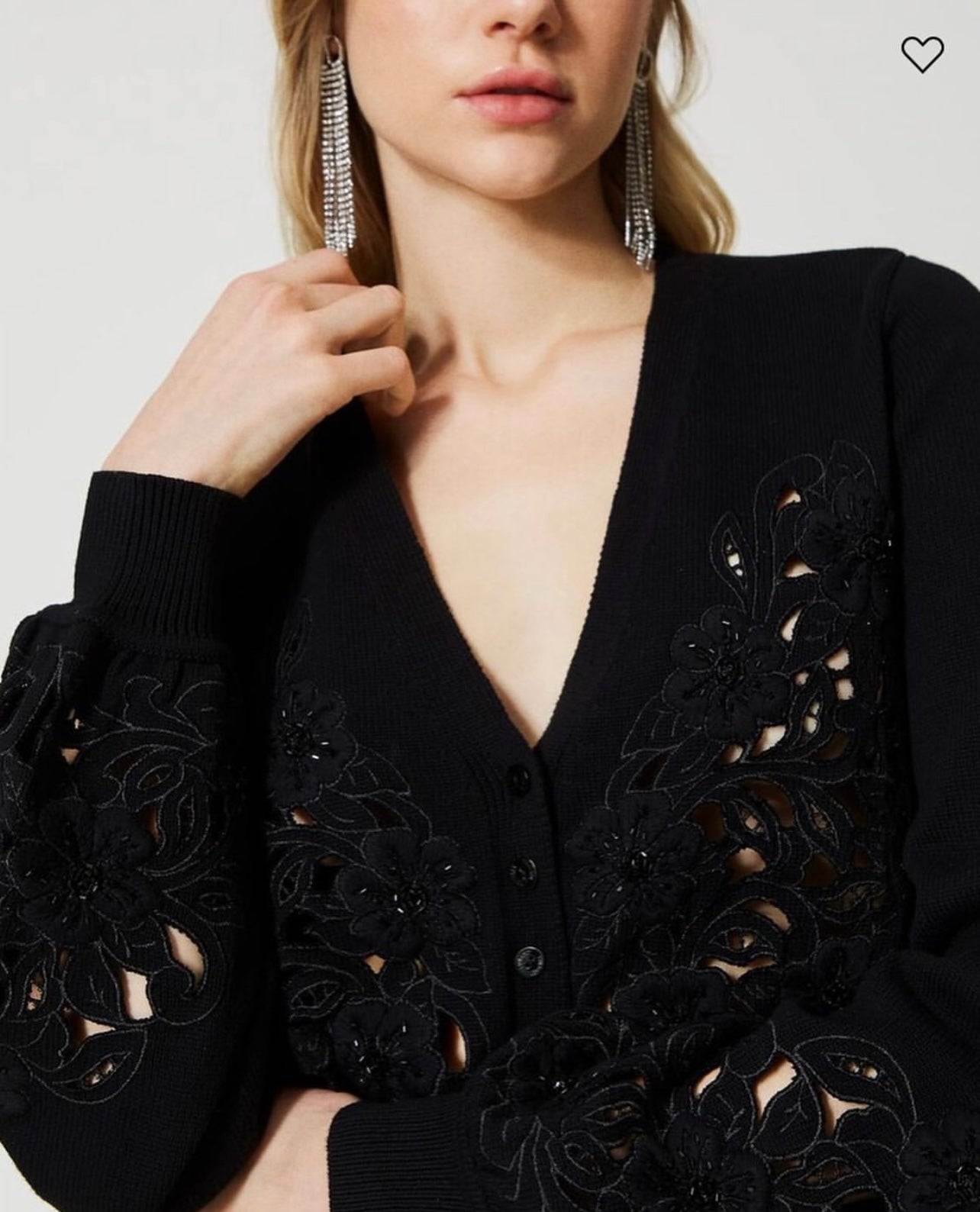 Cardigan with floral bead embroidery