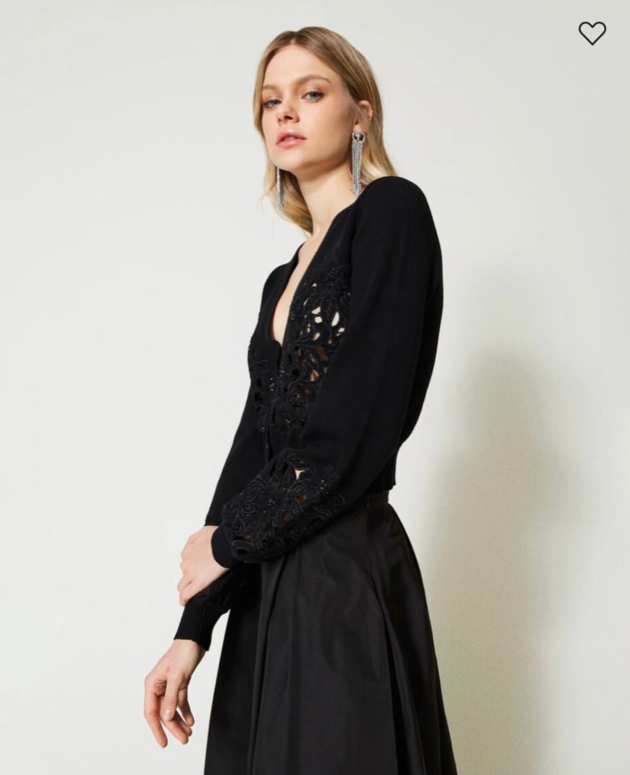 Cardigan with floral bead embroidery