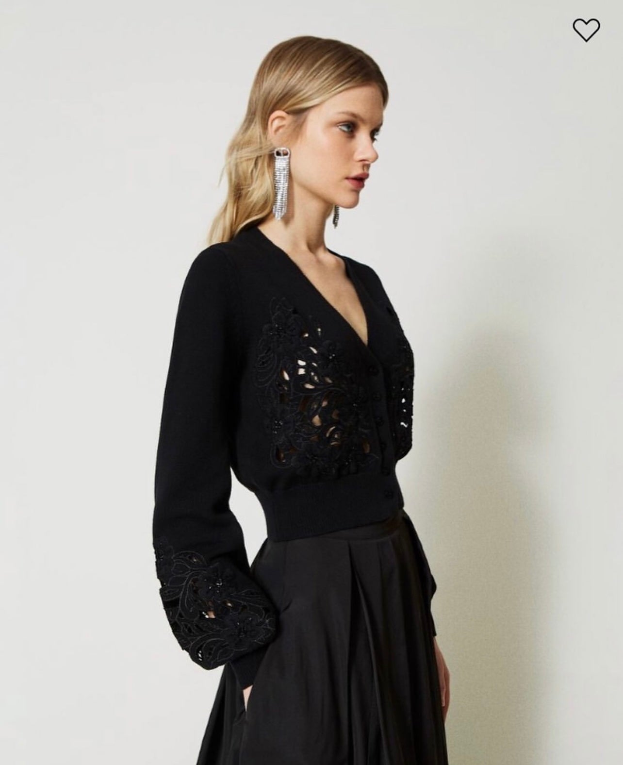 Cardigan with floral bead embroidery