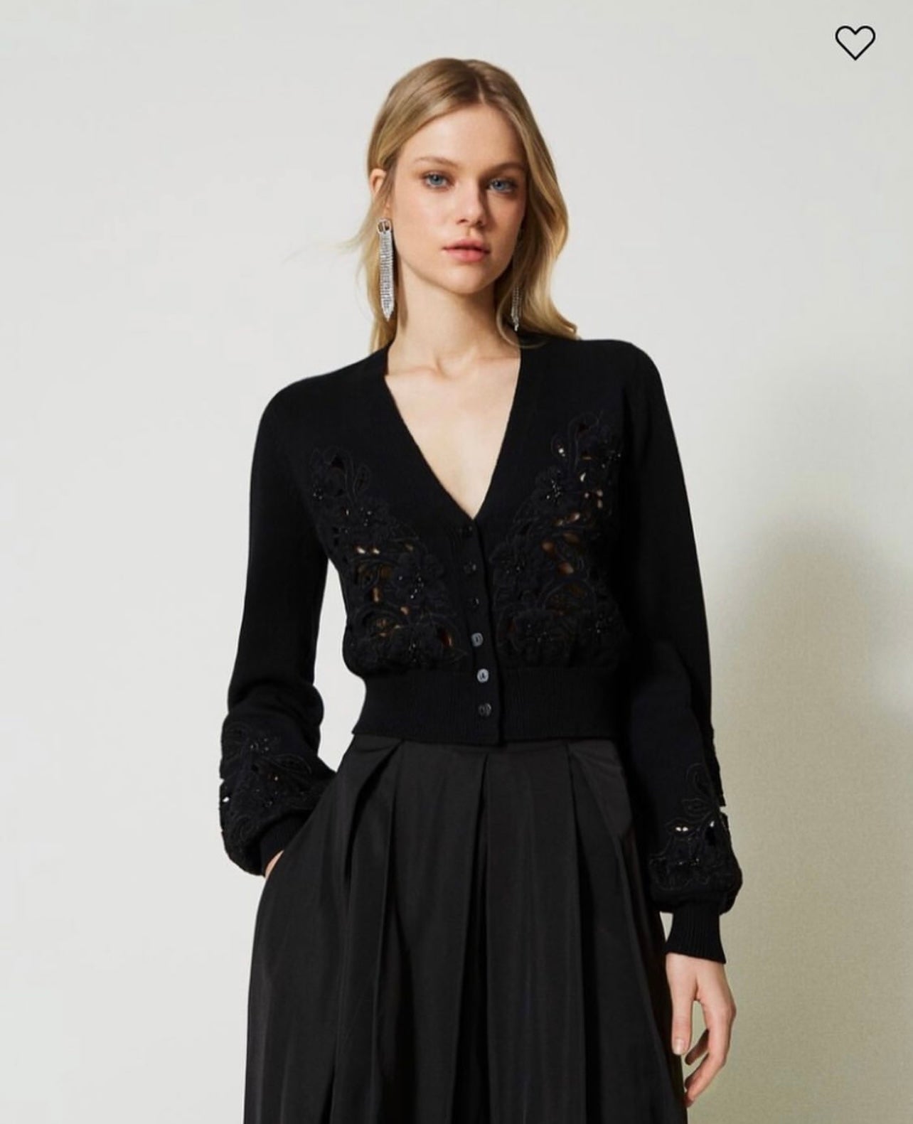 Cardigan with floral bead embroidery