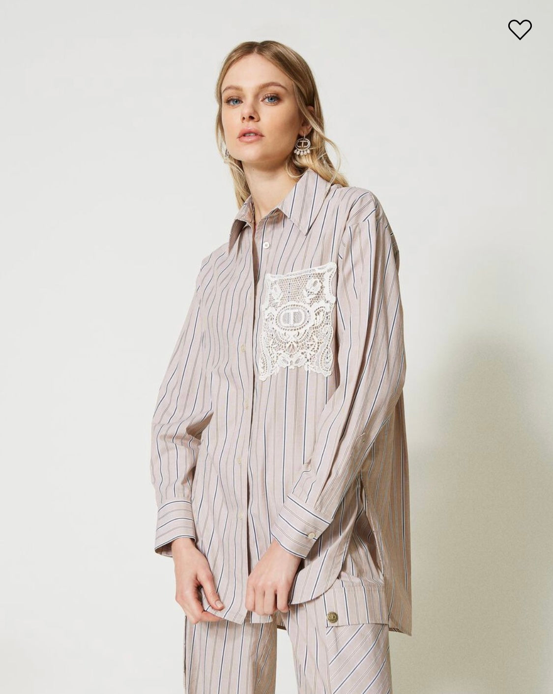 Pinstripe lace-pocket shirt