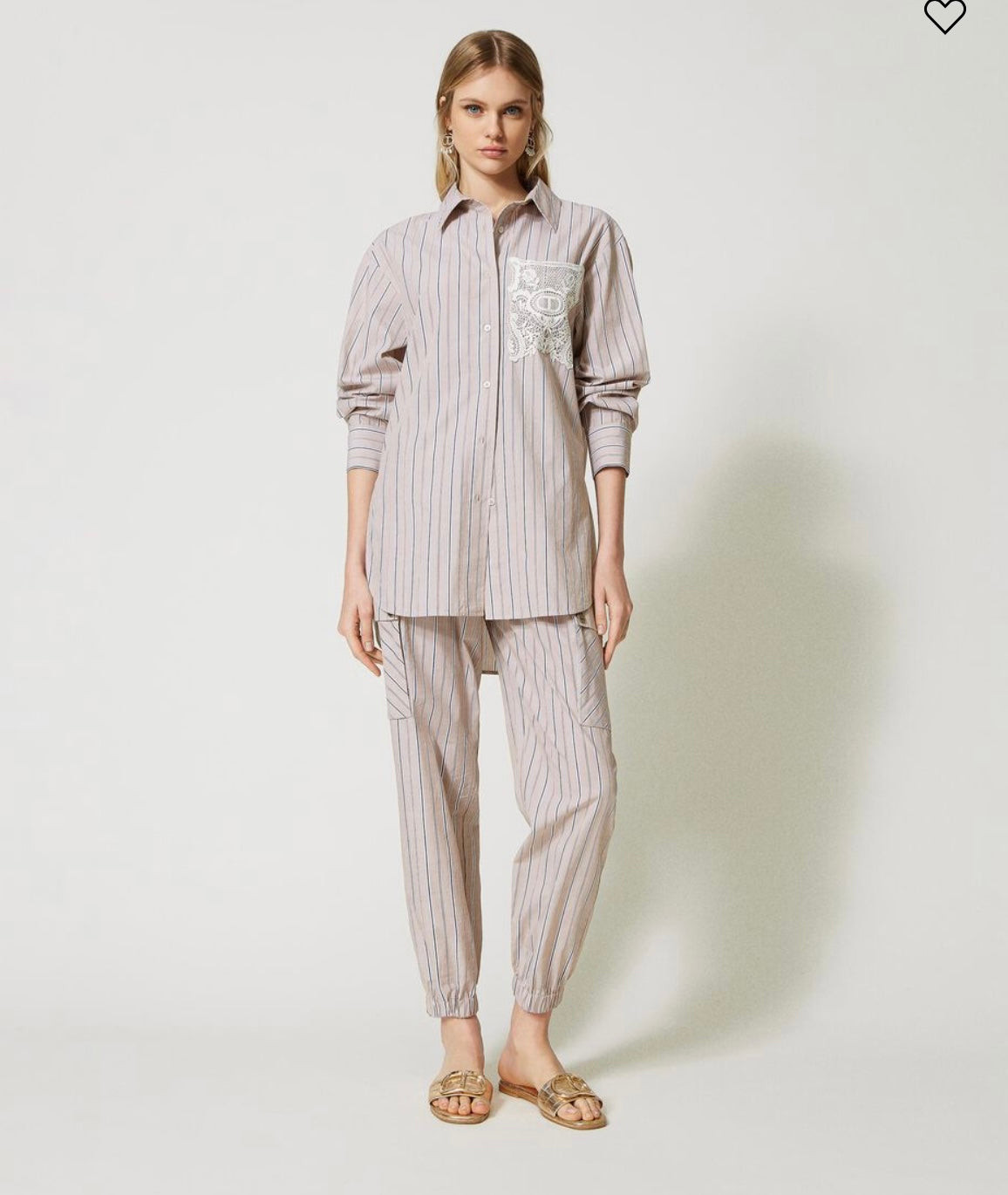 Pinstripe lace-pocket shirt