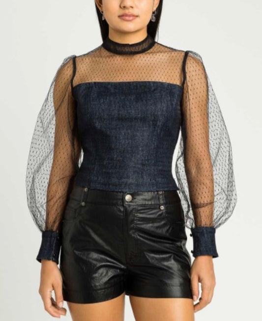 Rock tulle-layered MAXI SHIRT