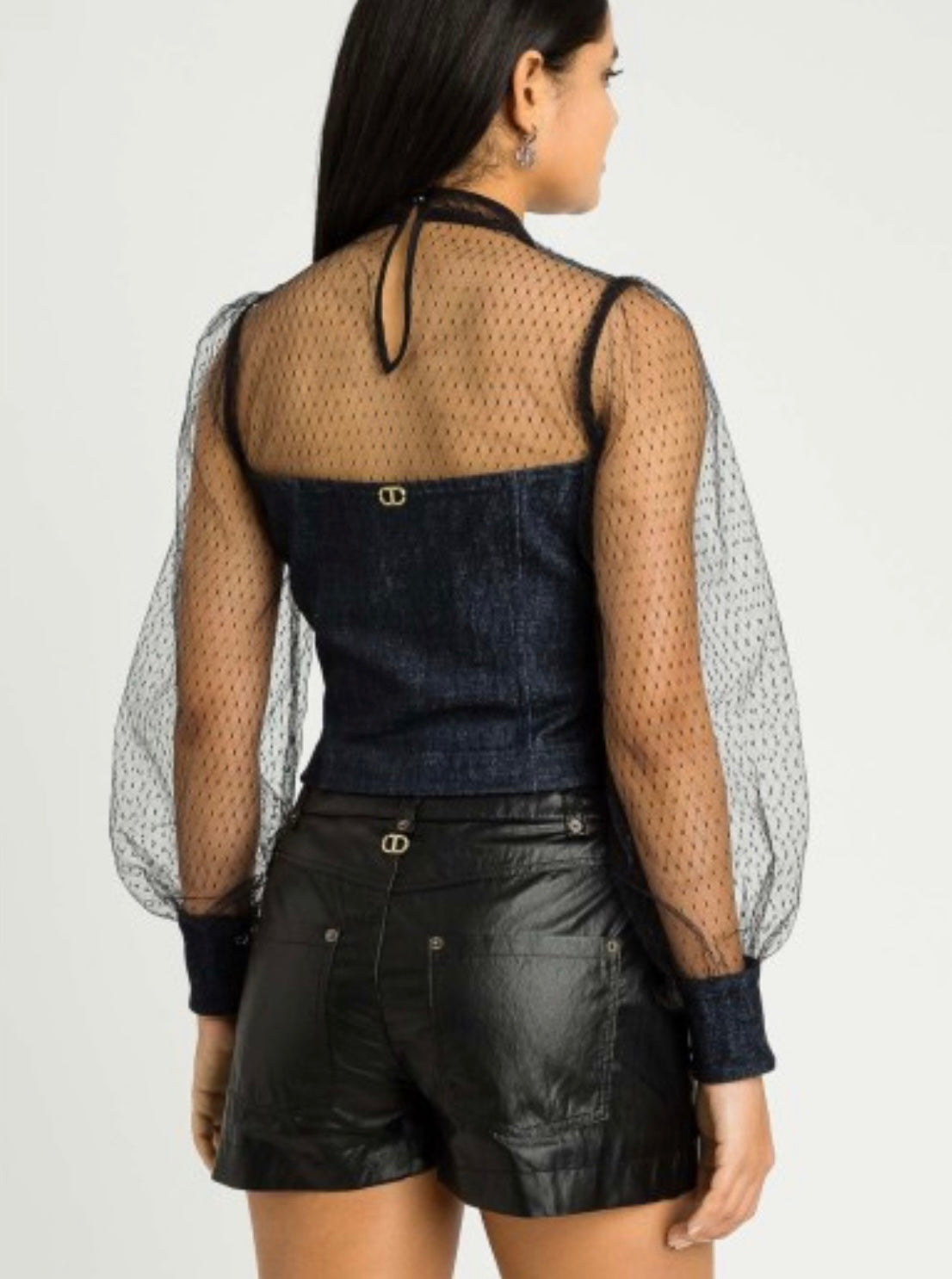 Rock tulle-layered MAXI SHIRT