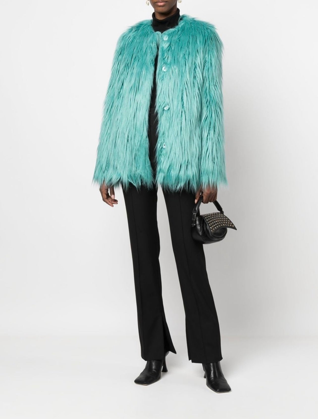 Faux fur pea coat