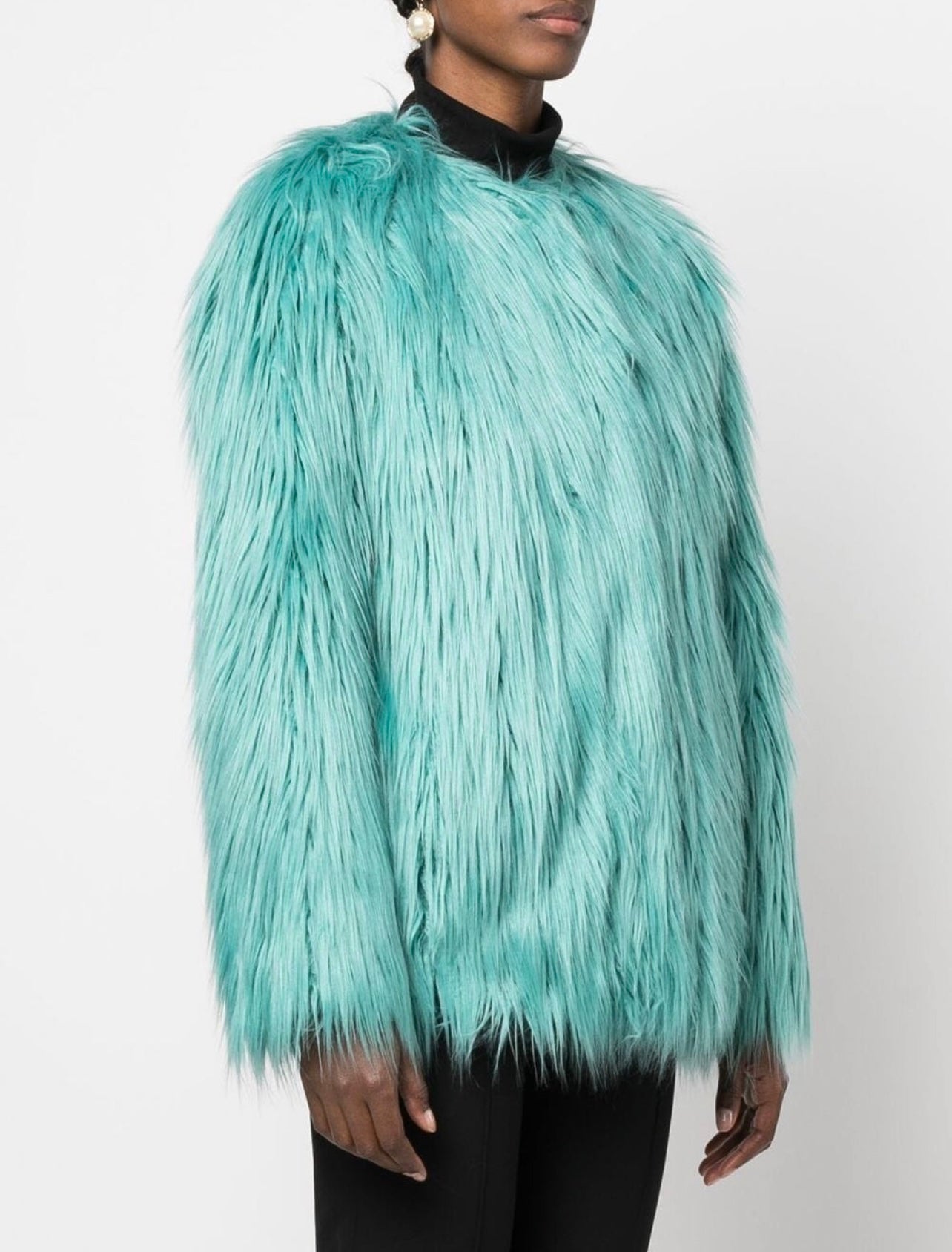 Faux fur pea coat