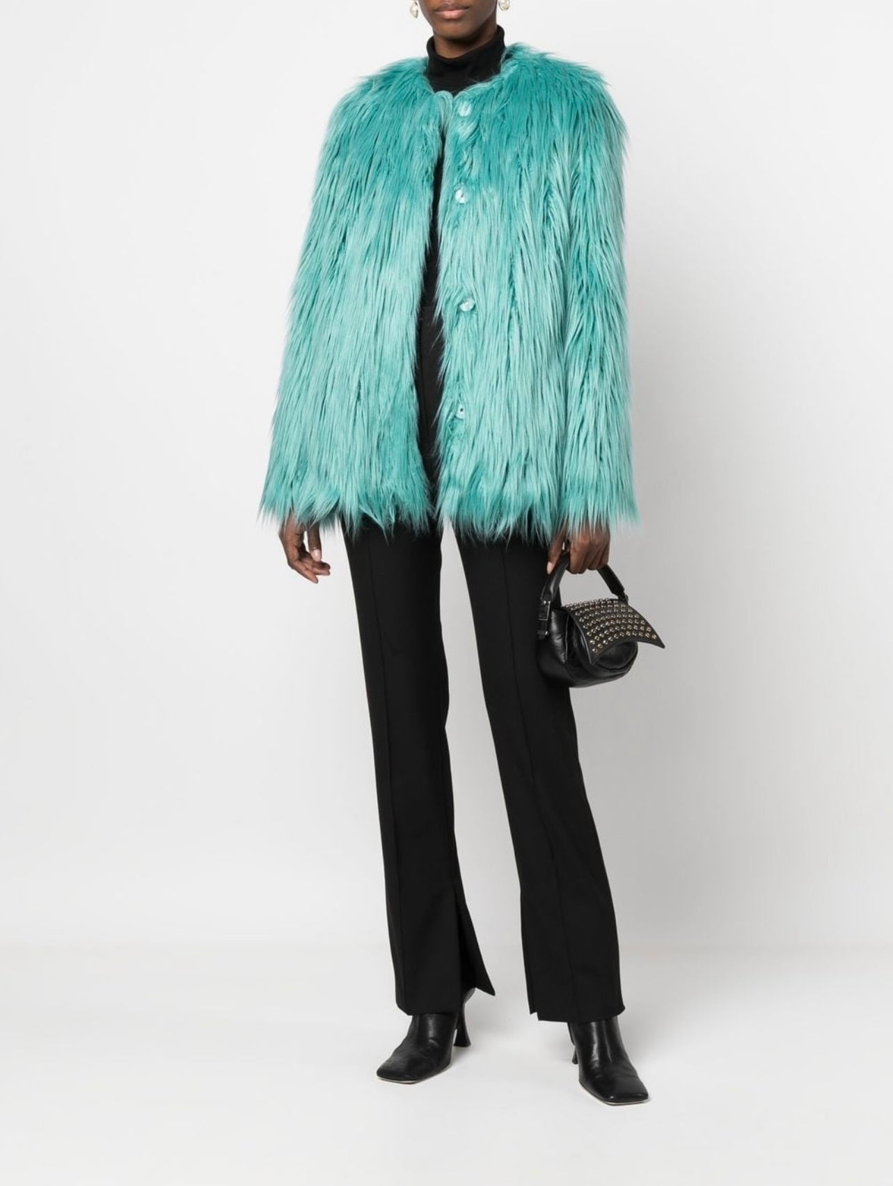 Faux fur pea coat