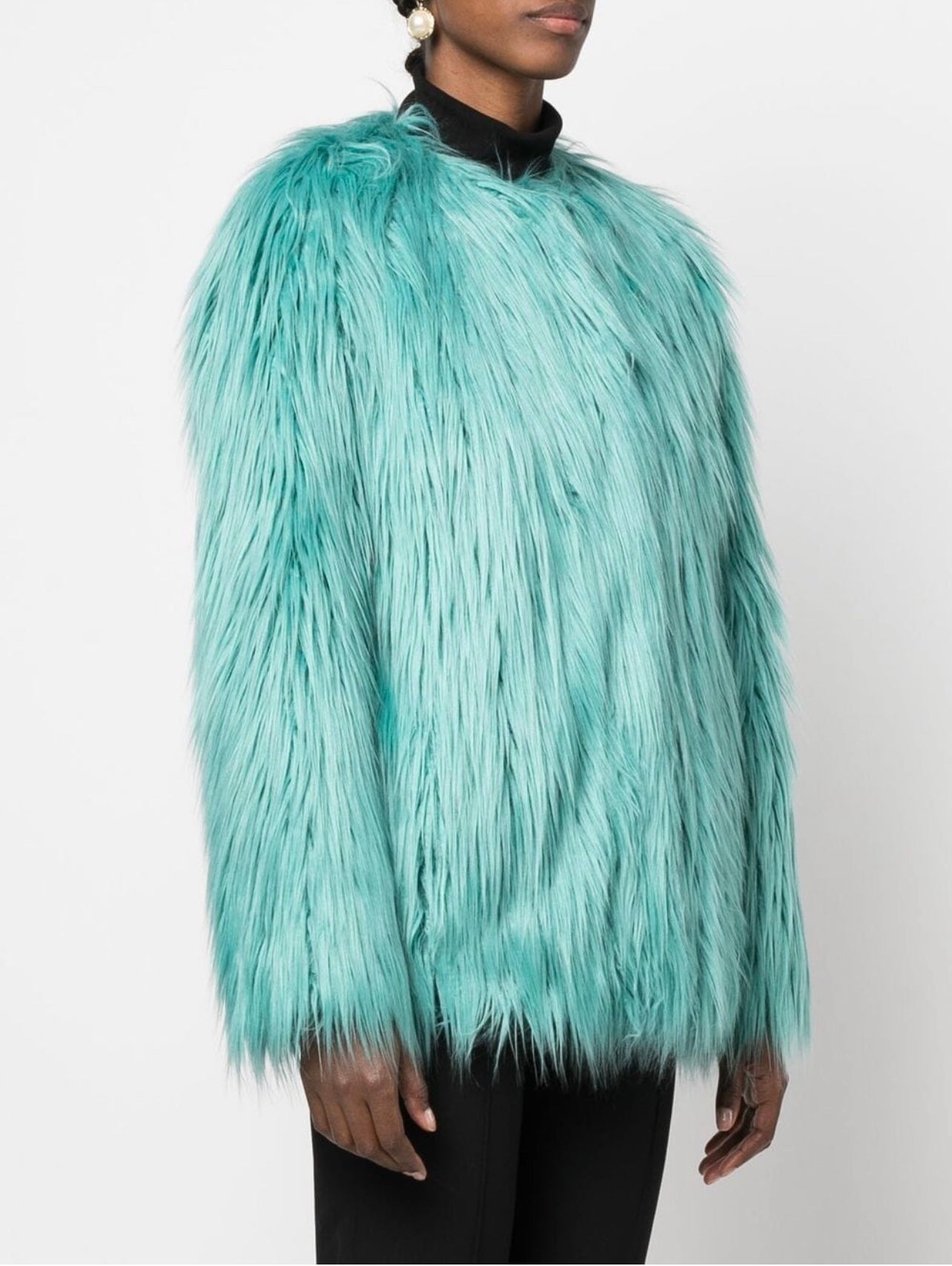 Faux fur pea coat