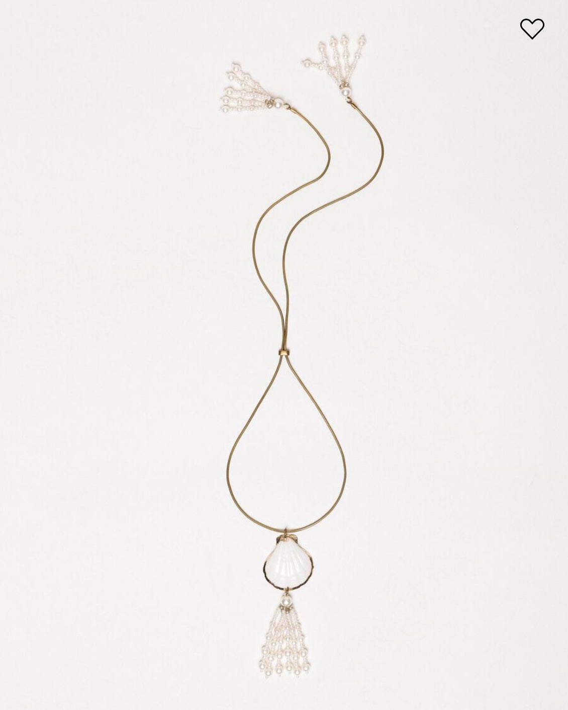 Adjustable necklace with shell and pearls