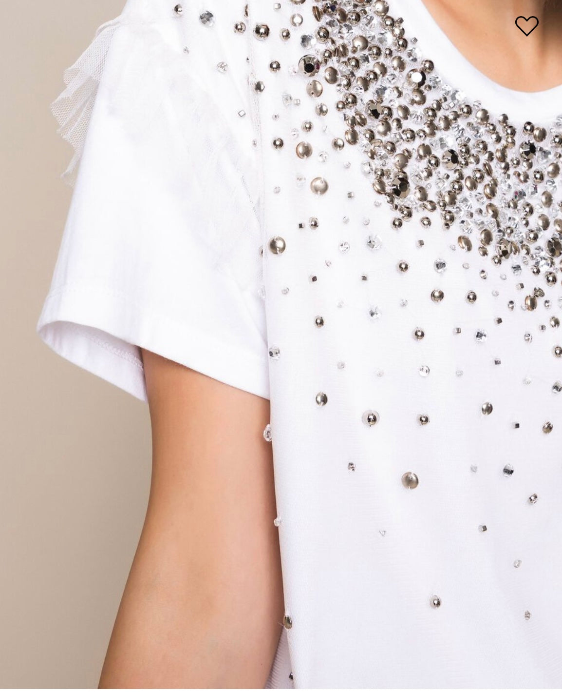 T-shirt with embroidered tulle