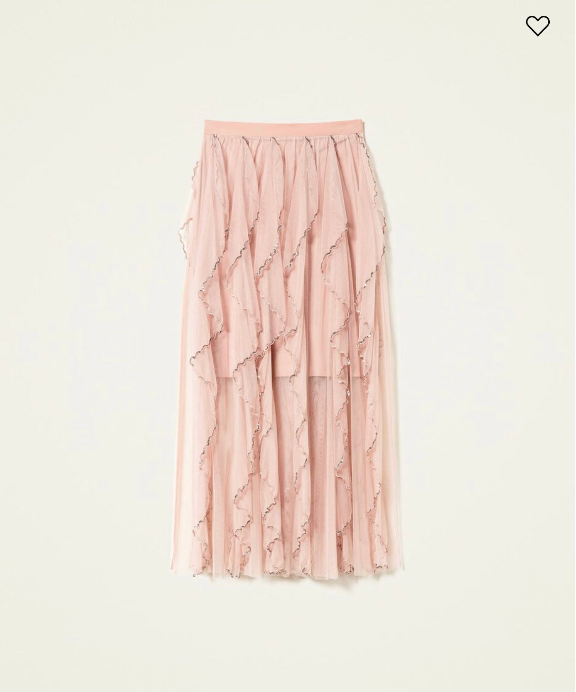 Long tulle skirt with ruffles