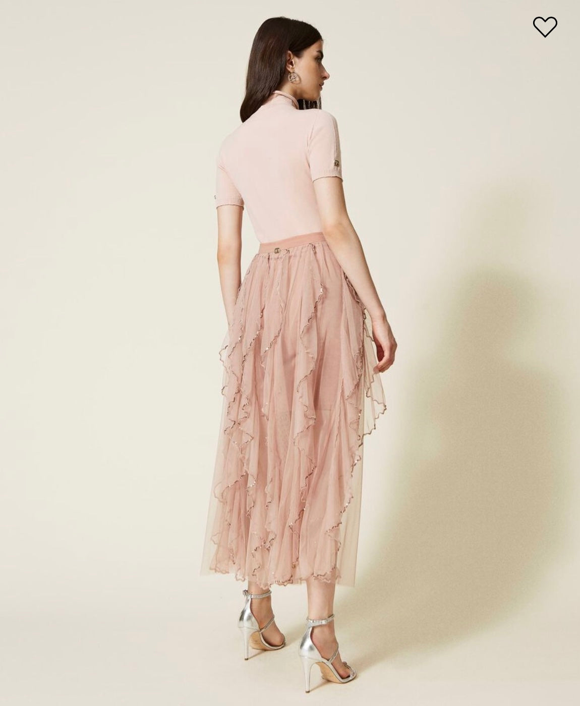 Long tulle skirt with ruffles