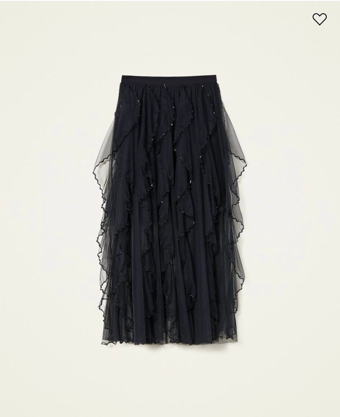 Long tulle skirt with ruffles