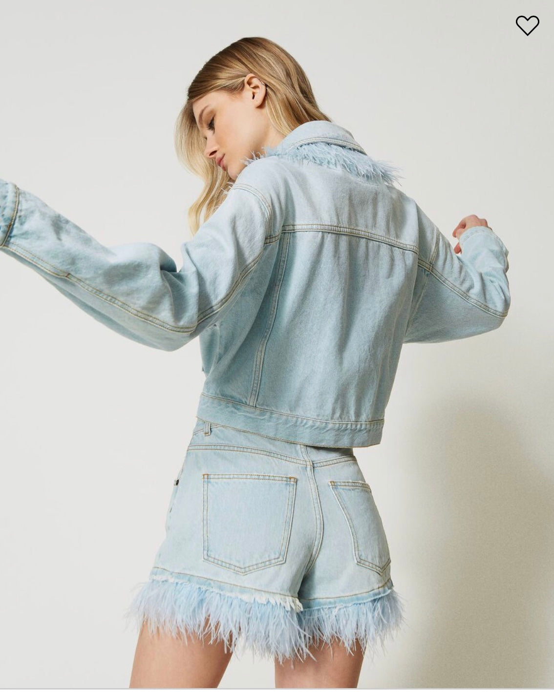 Twin-Set Denim jacket with feathers