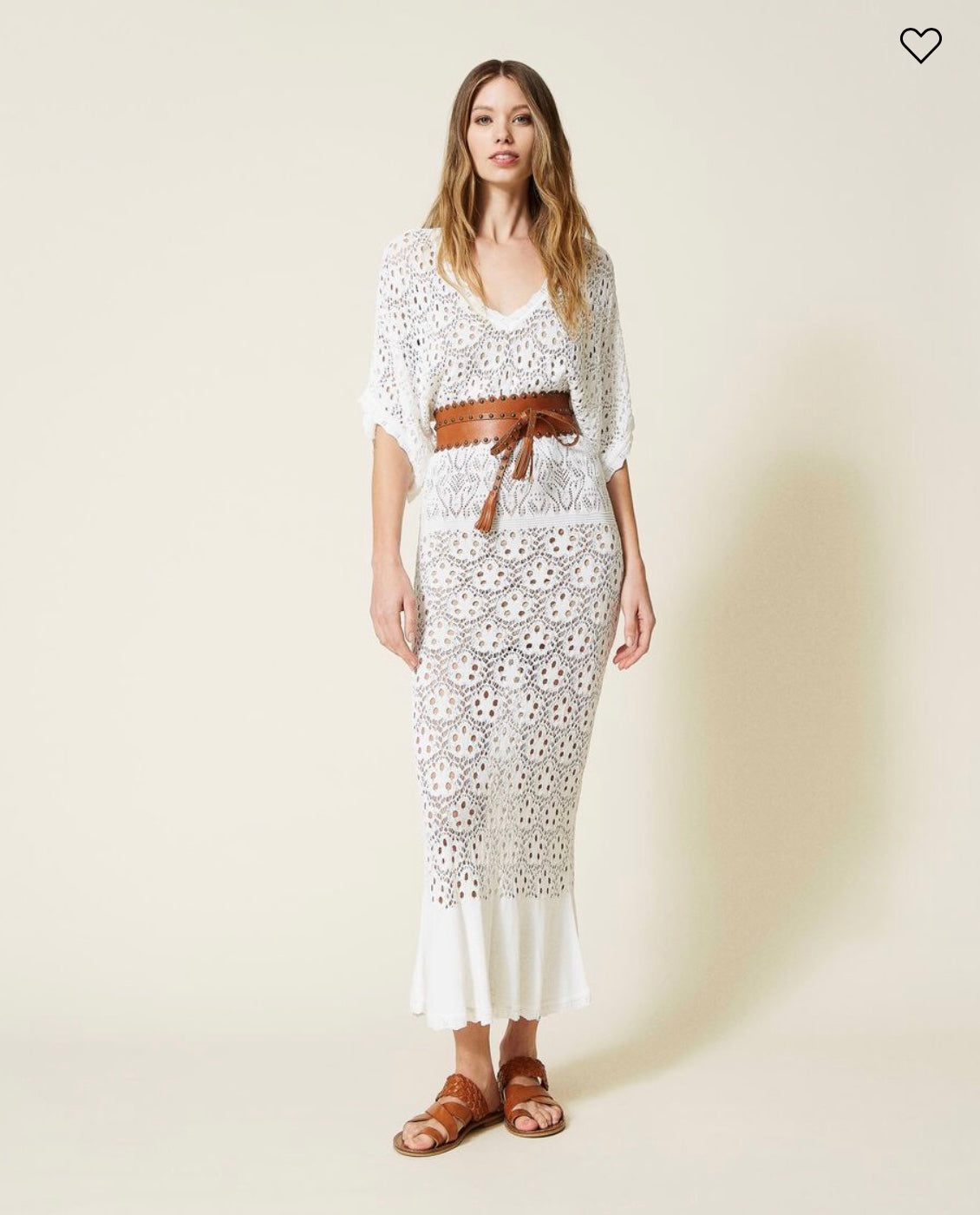 Abito lungo traforato a fiori