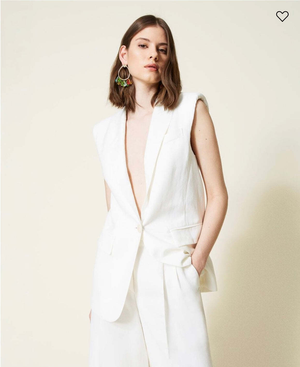 Linen blend twill waistcoat