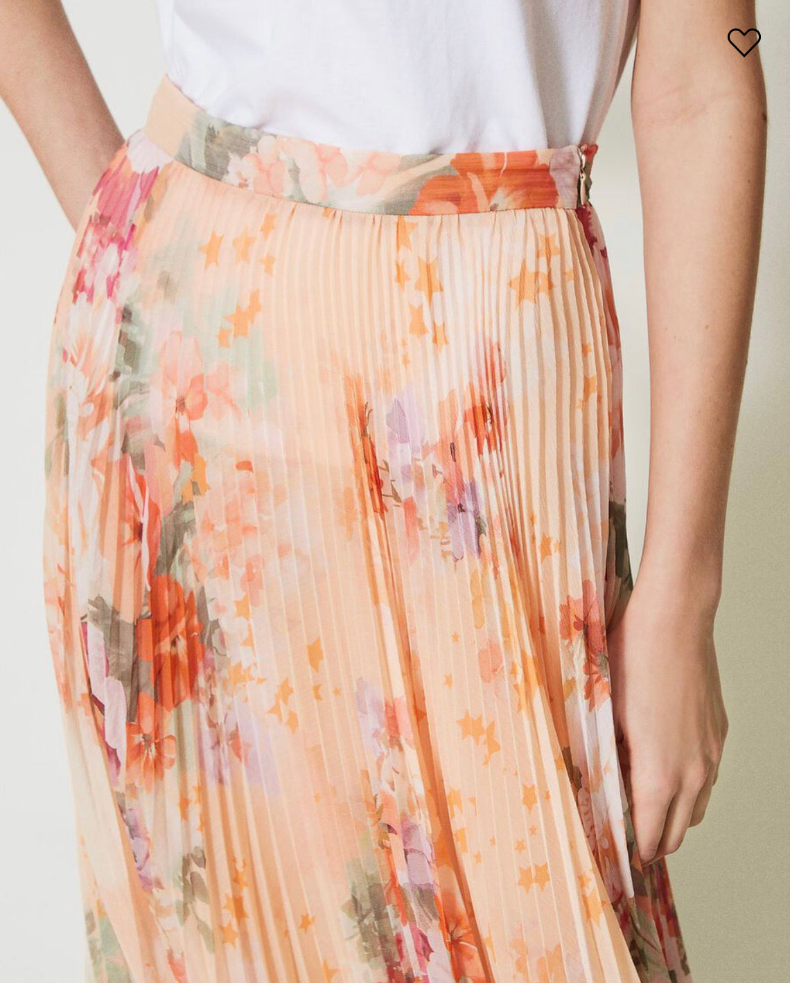 Floral-print pleated midi skirt