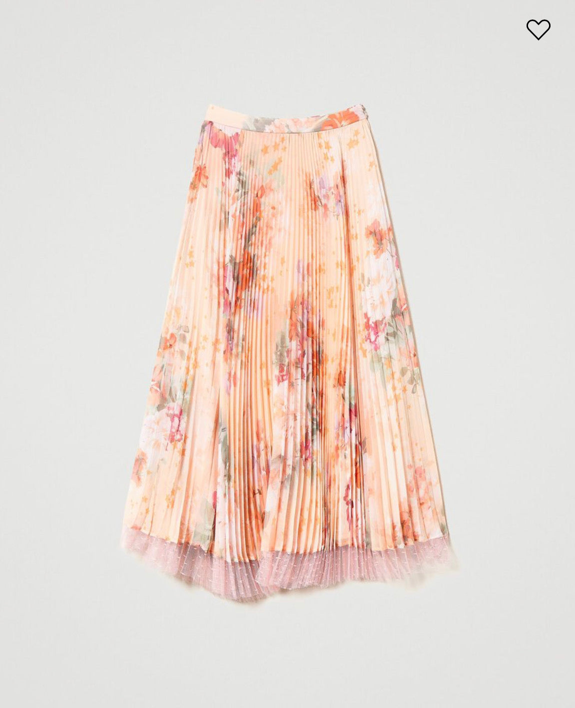 Floral-print pleated midi skirt