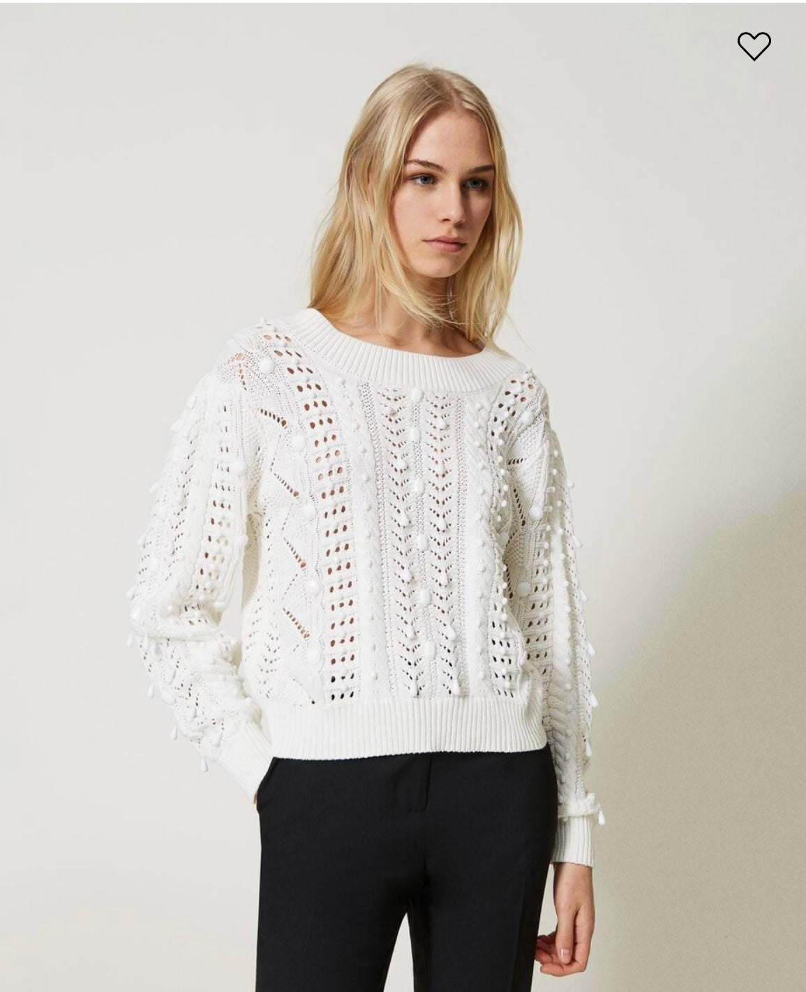 Openwork jumper with handmade embroidery