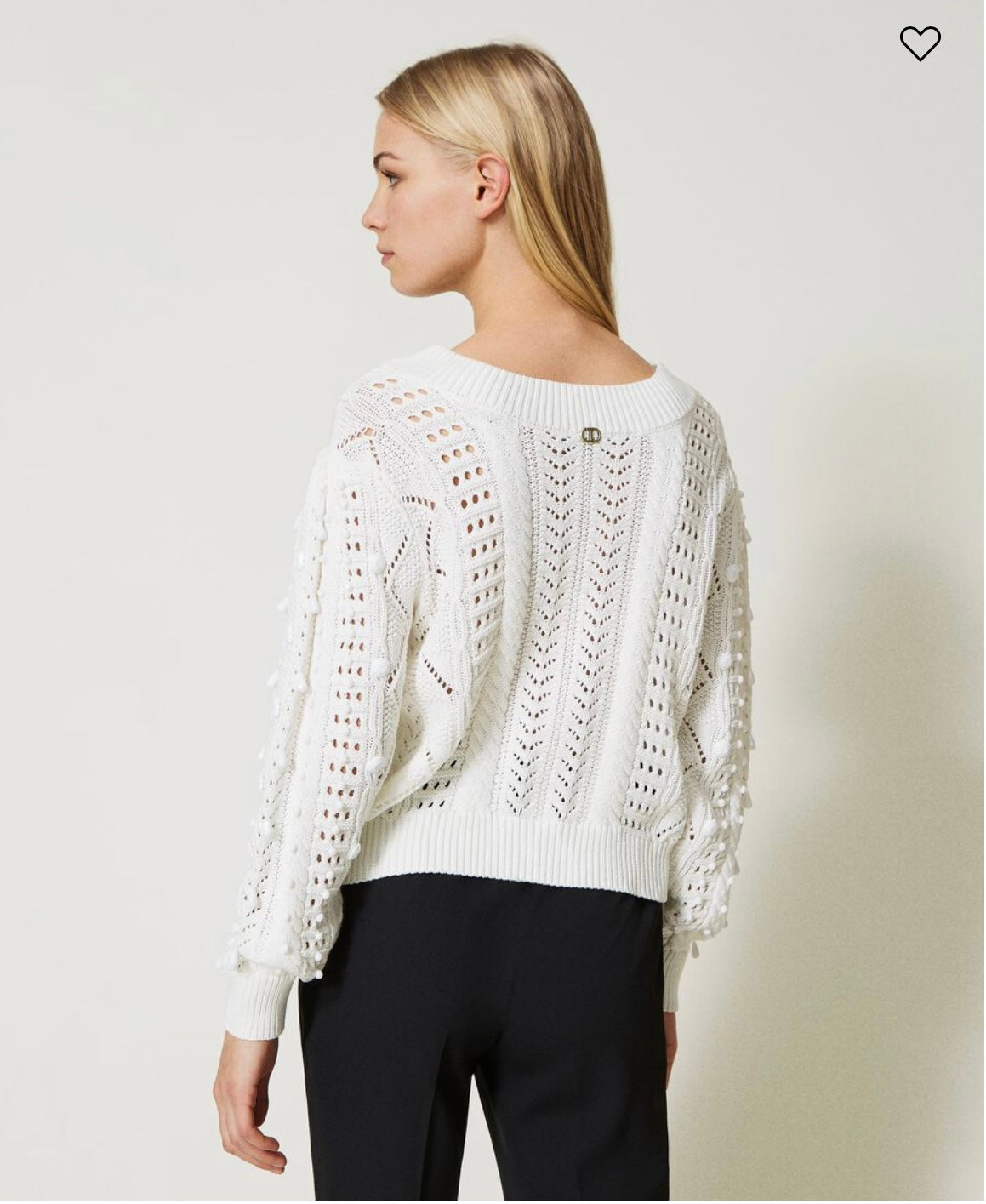 Openwork jumper with handmade embroidery