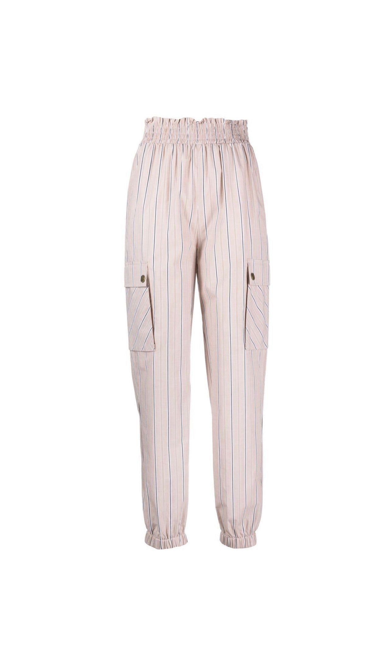 pinstripe tapered cargo trousers
