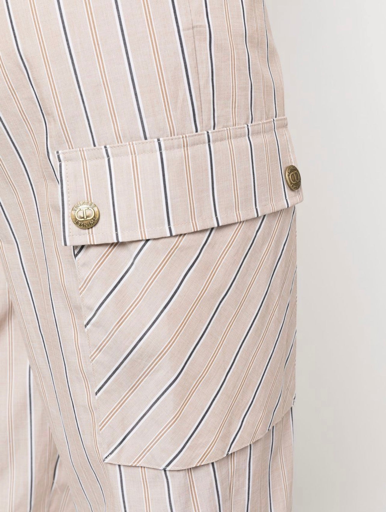 pinstripe tapered cargo trousers