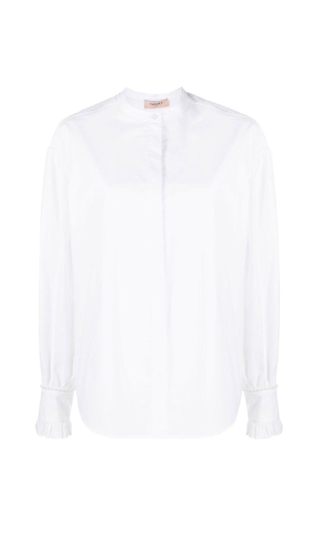 pearl-embellished cotton shirt