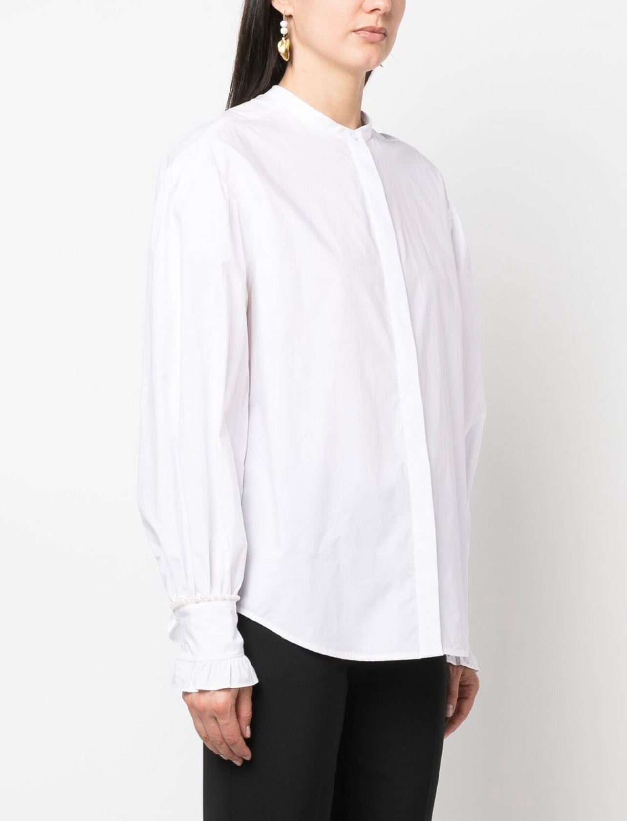 pearl-embellished cotton shirt