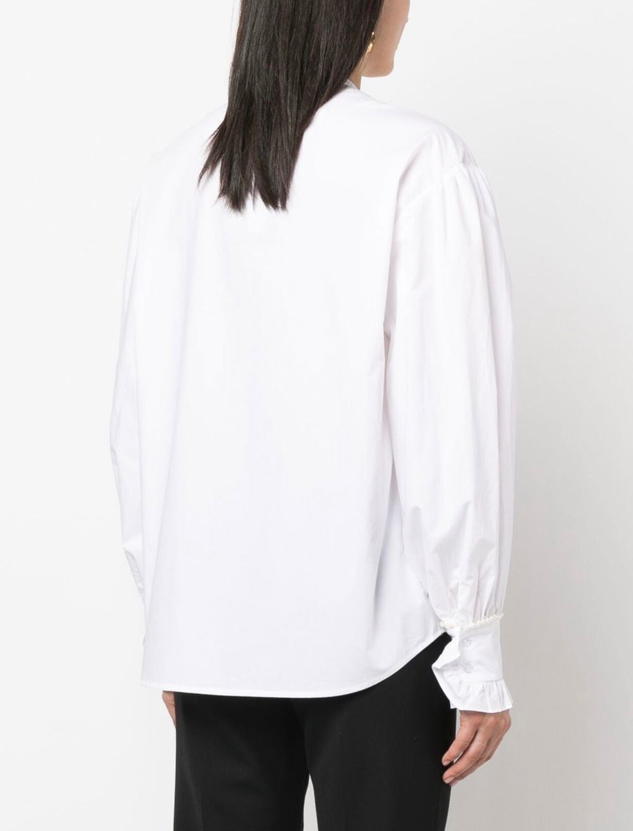 pearl-embellished cotton shirt