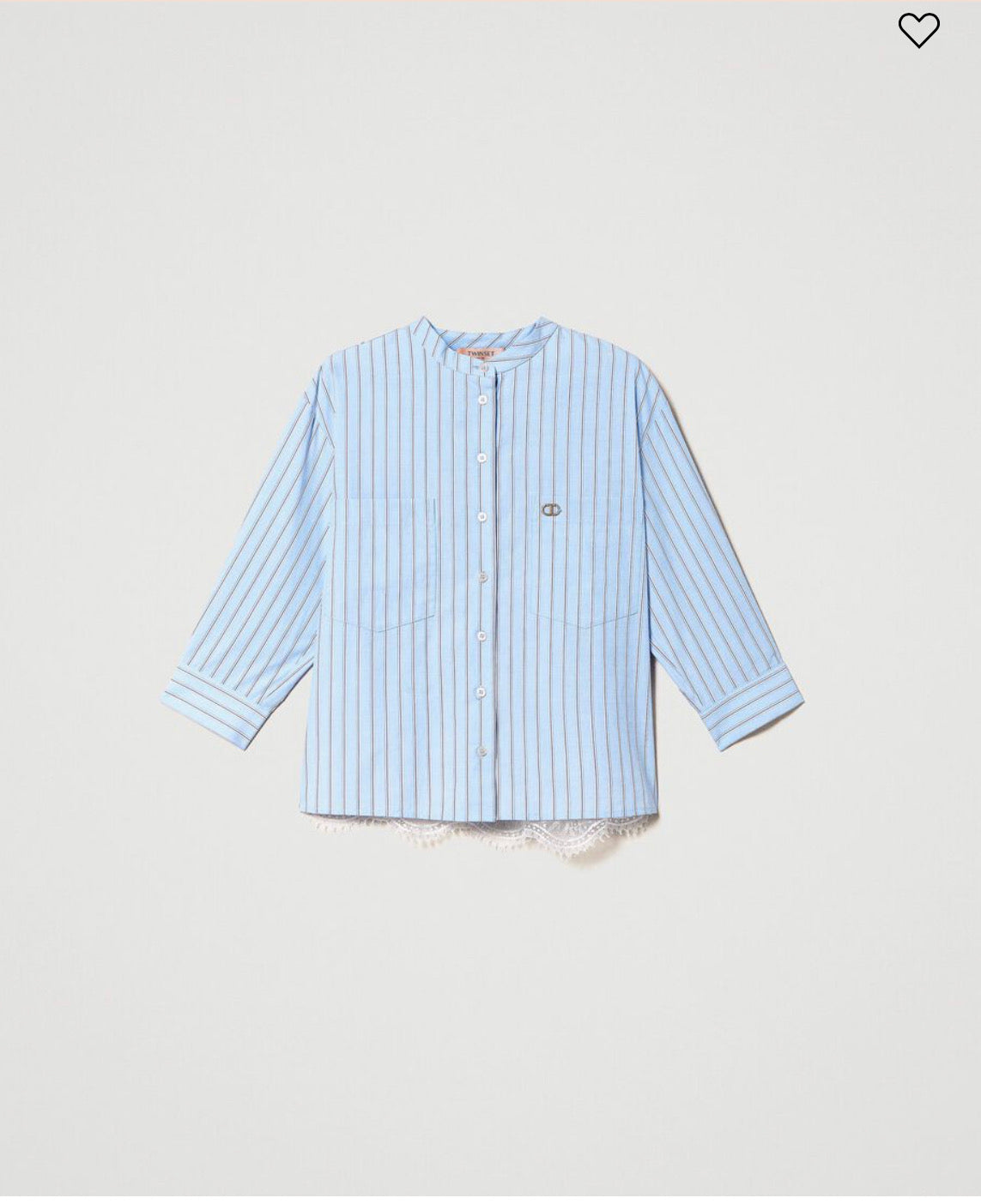 Striped poplin shirt with lace