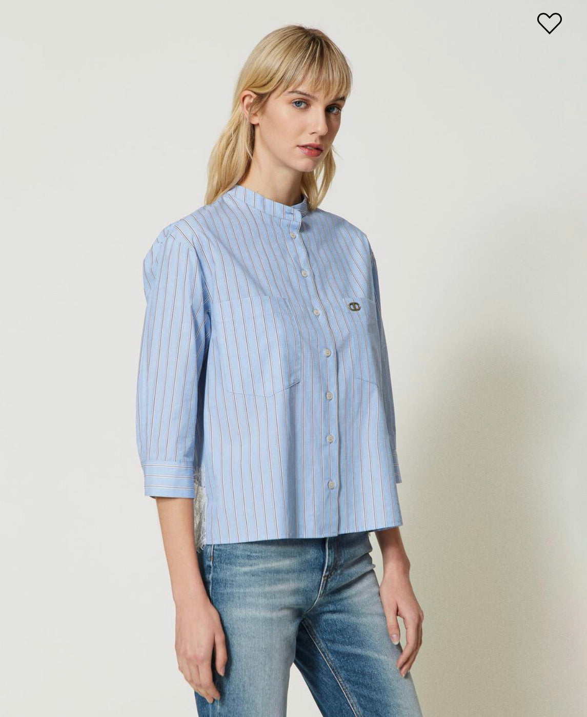 Striped poplin shirt with lace