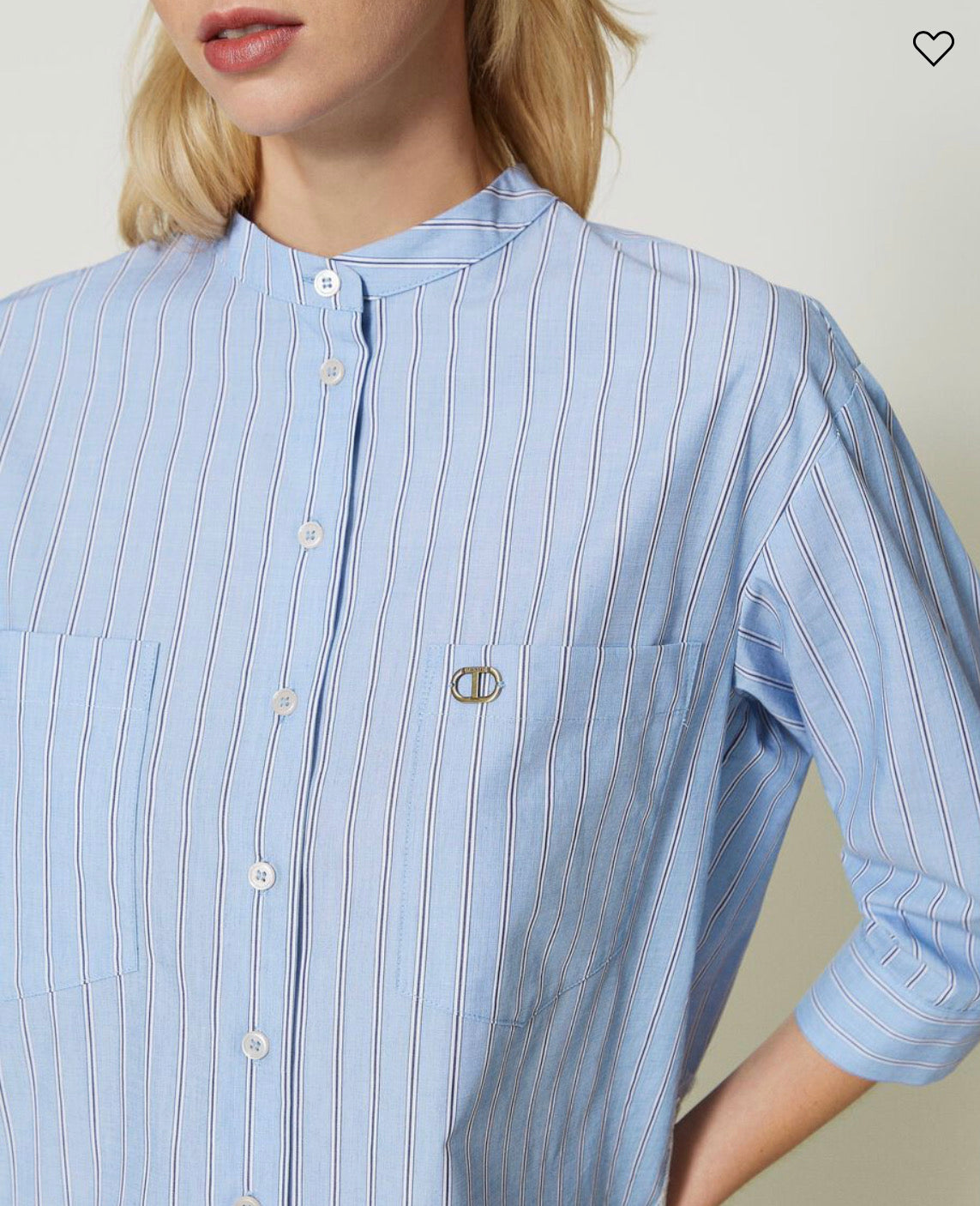 Striped poplin shirt with lace