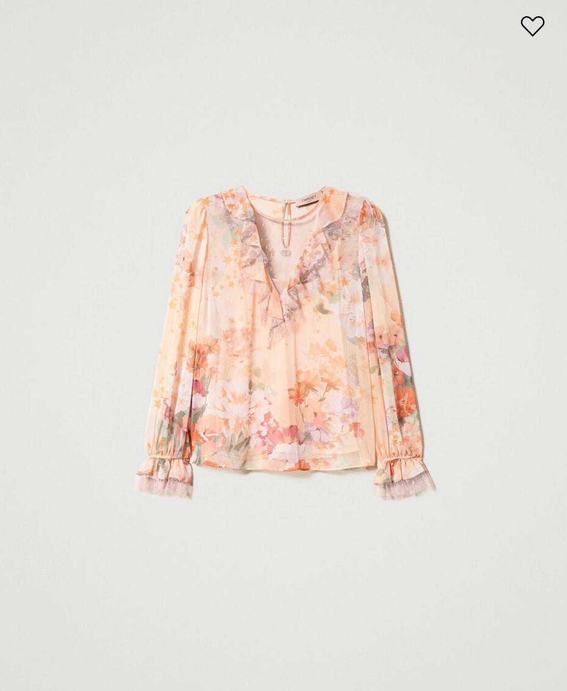 Ruffled floral and star-print blouse