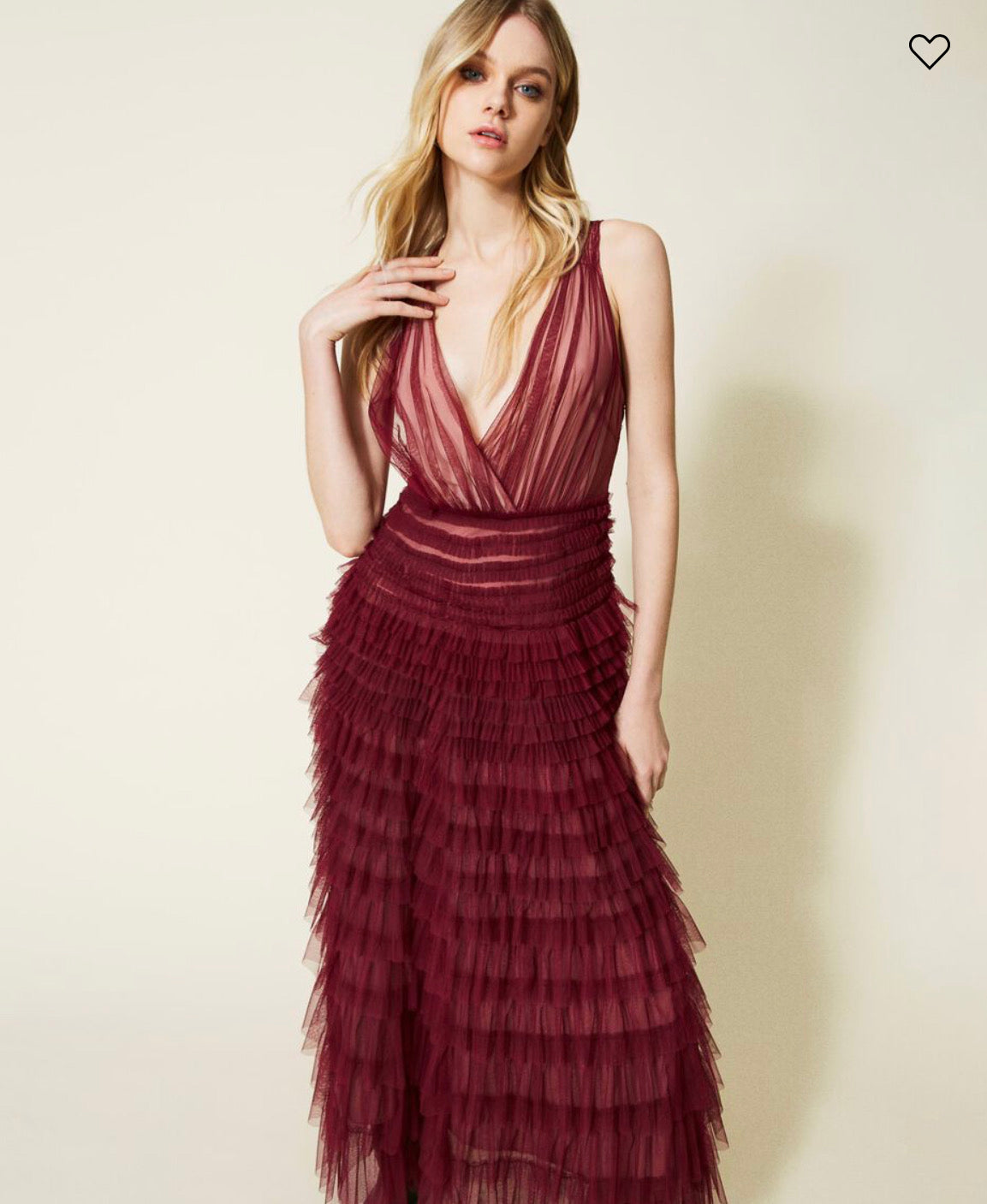 Long pleated tulle dress