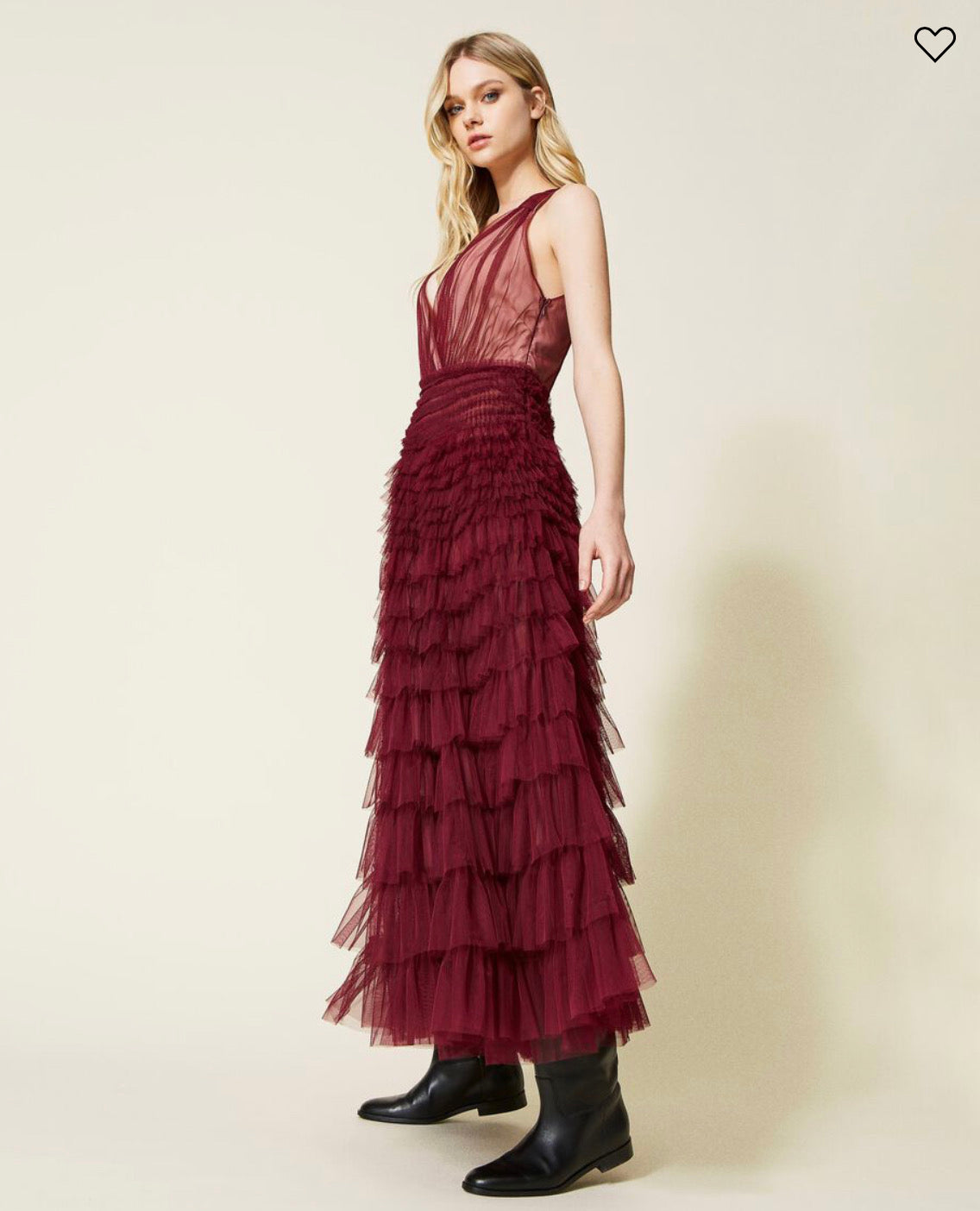 Long pleated tulle dress