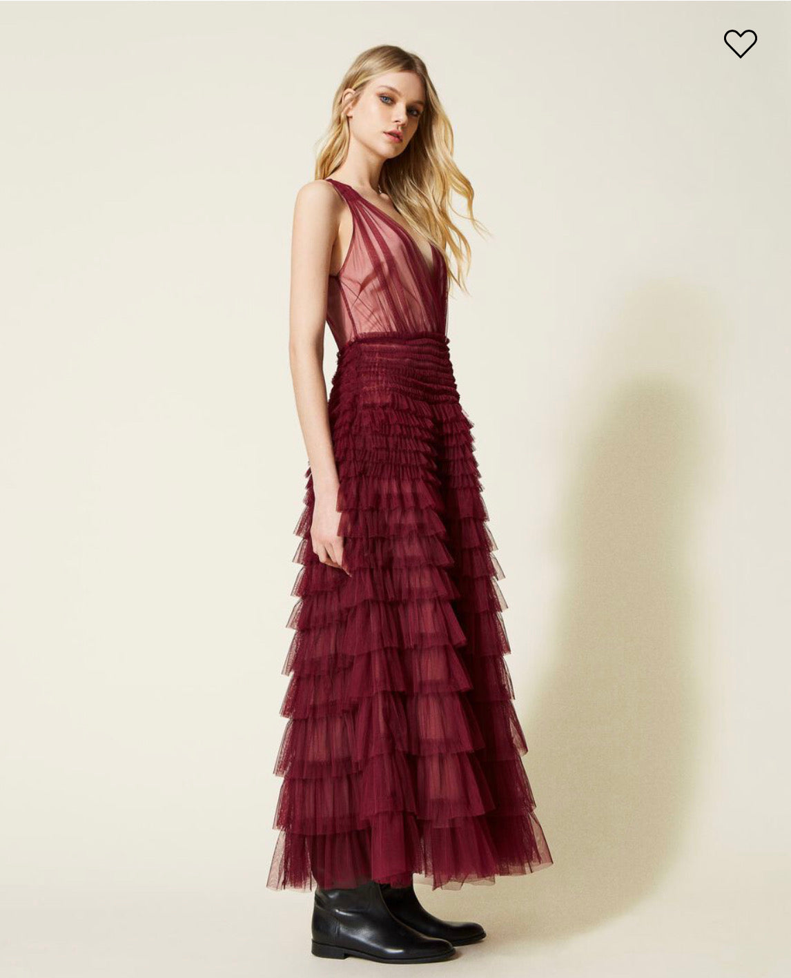 Long pleated tulle dress