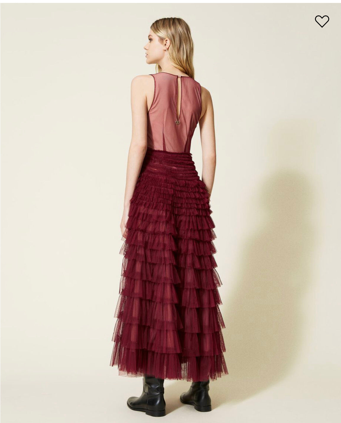 Long pleated tulle dress