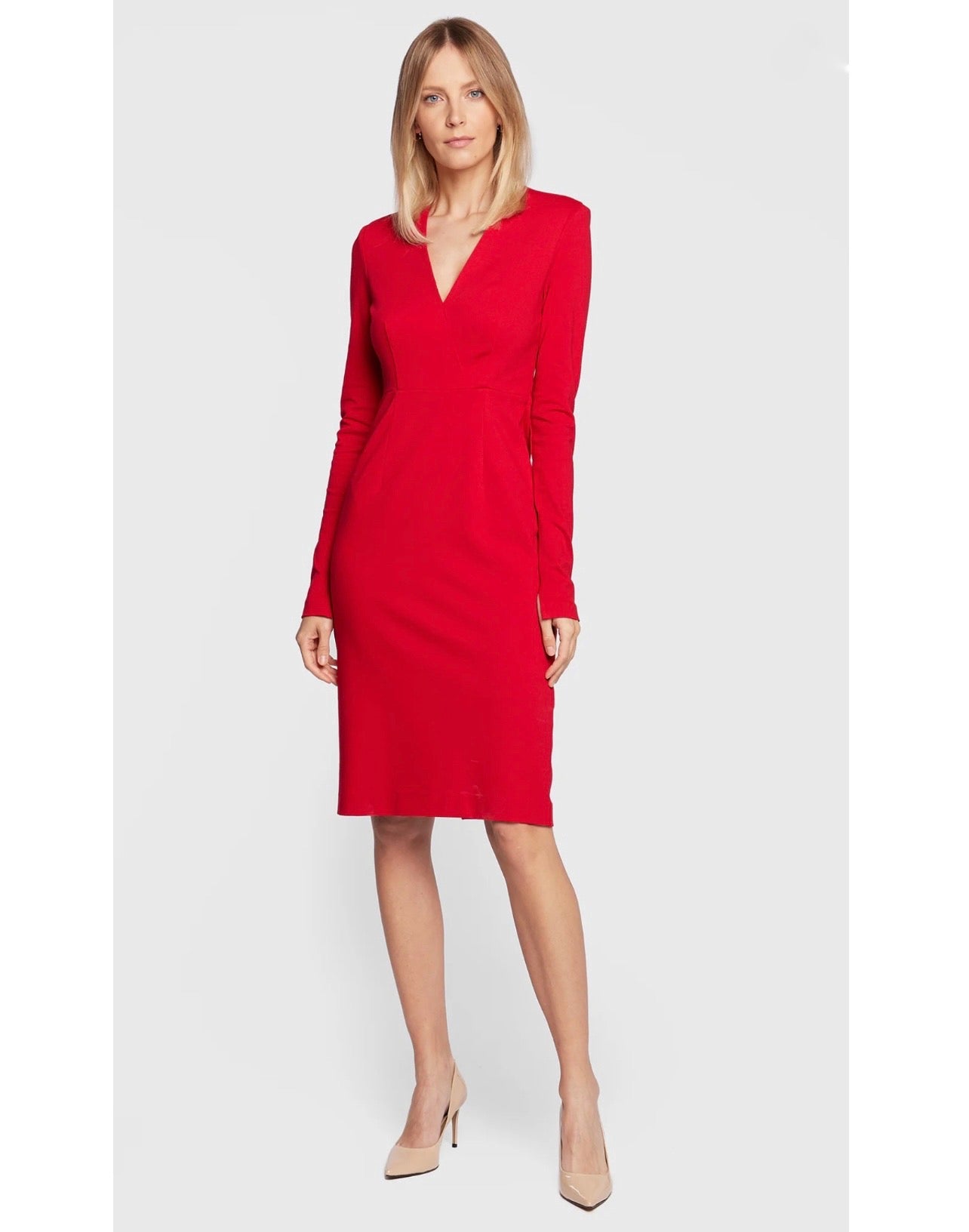 LONGUETTE DRESS WITH V-NECK