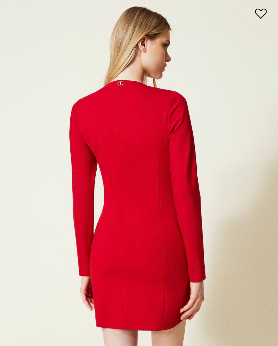 Short double-breasted dress with covered buttons