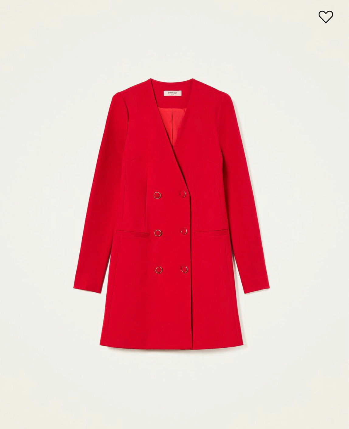 Short double-breasted dress with covered buttons