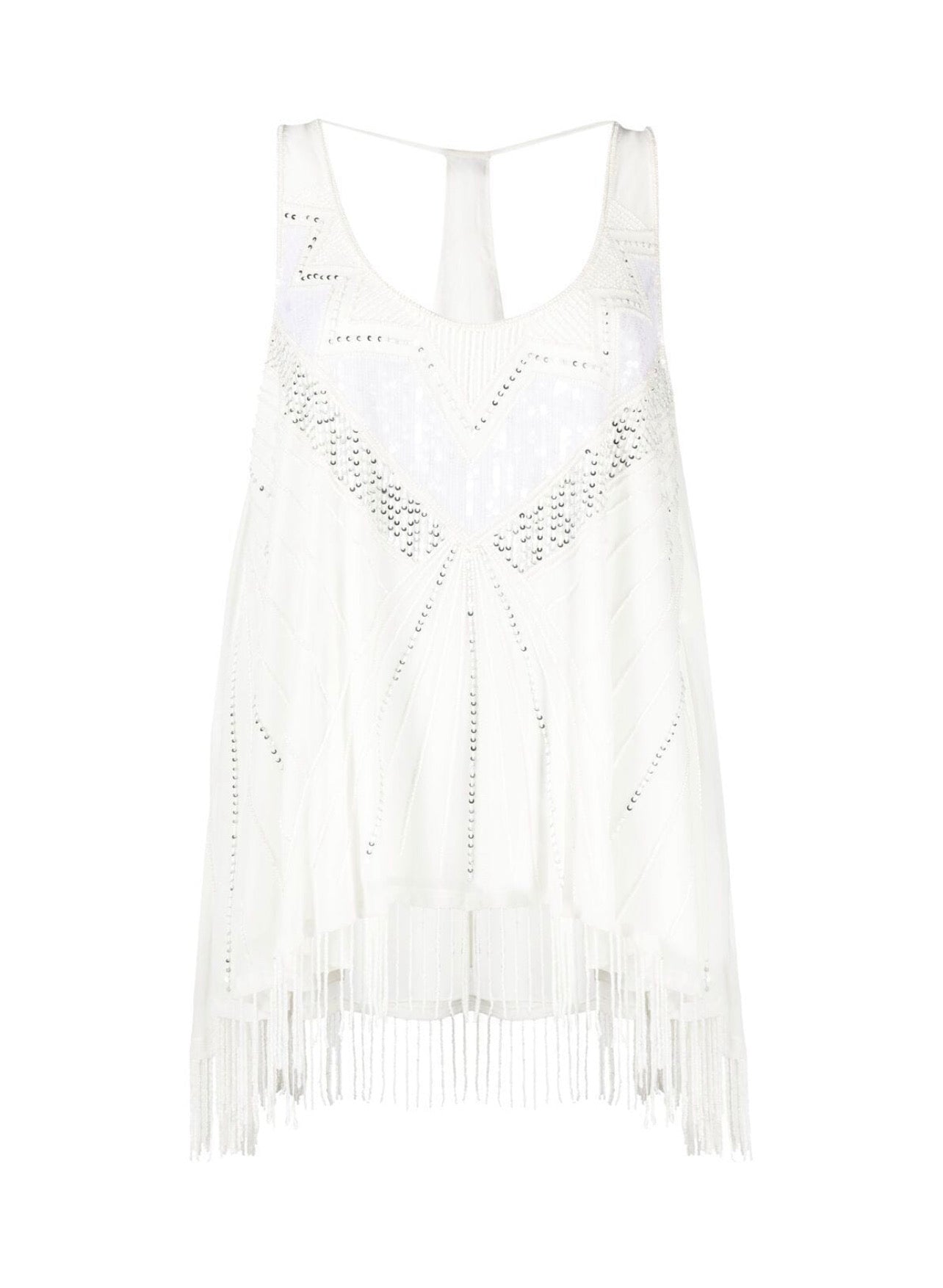 Georgette tunic with embroideries and fringes