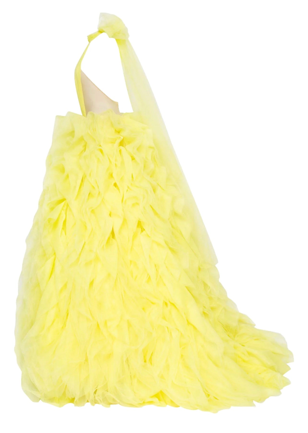 Turtleneck festive yellow evening gown