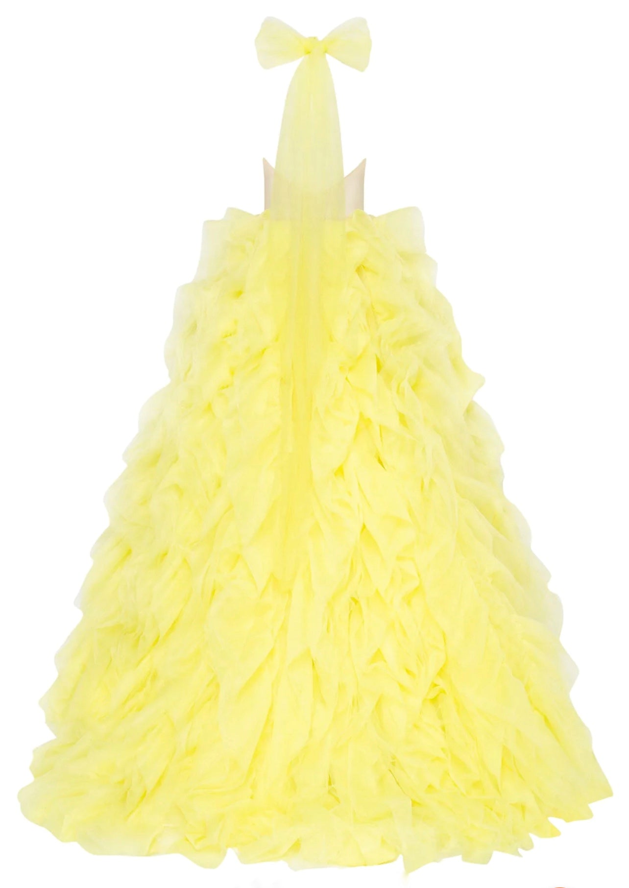 Turtleneck festive yellow evening gown